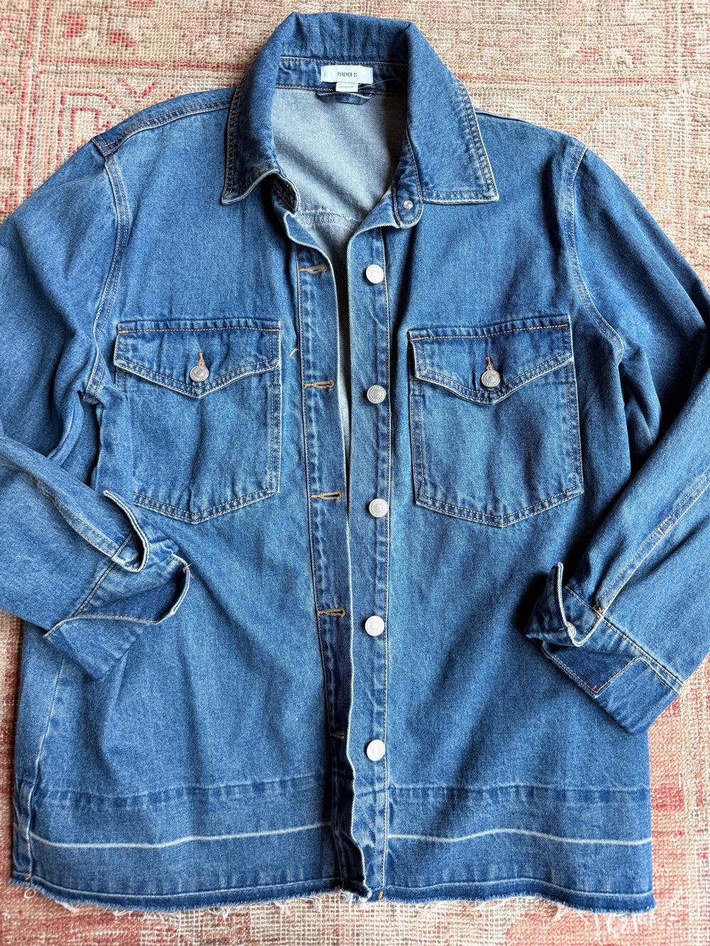 Fall fray hem Forever 21 Blue Denim Button-Up Jacket